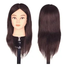 Cabeça Boneca Manequim P/ Treino Cabelo Misto + Suporte Cor Castanho Foto mini 2