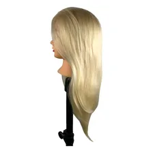Cabeça Boneca Mista 80% Natural 20% Sintética Loira + Raquete + Suporte + Tesoura + Foto mini 3