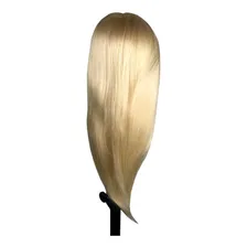 Cabeça Boneca Mista 80% Natural 20% Sintética Loira + Raquete + Suporte + Tesoura + Foto mini 2