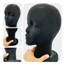 Cabeça Isopor Preto Feminina - Expositor Manequim Peruca Foto mini 1