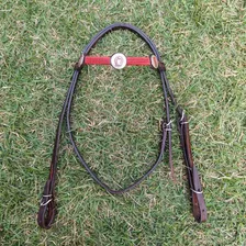 Cabeçada Com Apliques Mangalarga Marchador Cavalo Em Couro Cor Marrom Foto mini 2