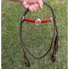 Cabeçada Com Apliques Mangalarga Marchador Cavalo Em Couro Cor Marrom Foto mini 1