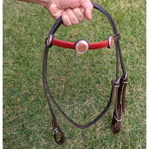 Cabeçada Com Apliques Mangalarga Marchador Cavalo Em Couro Cor Marrom Foto 1