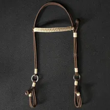 Cabeçada Corda Trançada Macia Para Cavalo Com Argolas Inox Cor Marrom Foto mini 2