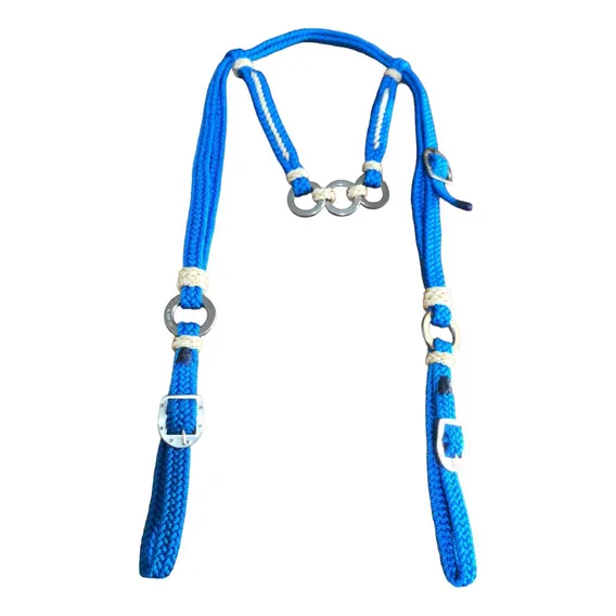 Cabeçada Cordinha E Argolas Inox Azul C/ Bege Cor Azul/bege Foto 1