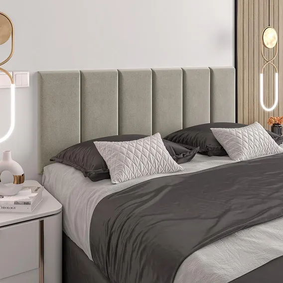 Cabeceira Almofadada Julia - Madeira Suede 195cm - Movelove Cor Bege Foto 1