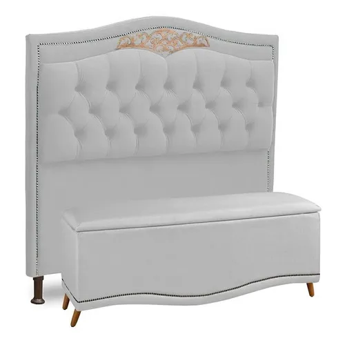 Cabeceira Baú Cama Box Casal Queen Belize 160cm Branco Foto 1