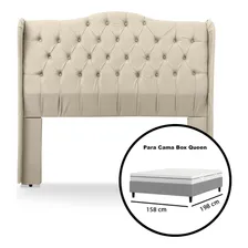 Cabeceira Box Cama Queen Dubai 1.60m Estofada Capitonê - Lh Móveis Cor Suede Areia Foto mini 4