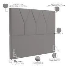 Cabeceira Box Casal 140 Cm Aurora Corano Cinza Foto mini 4