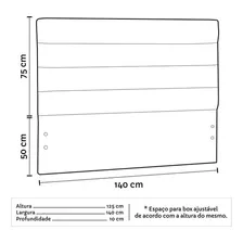 Cabeceira Cama Box Casal 140cm Greta Linho Cinza C/ 2 Criados Foto mini 3