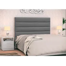 Cabeceira Cama Box Casal 140cm Greta Suede Cinza C/ 2 Criados Foto mini 2