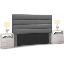 Cabeceira Cama Box Casal 140cm Greta Suede Cinza C/ 2 Criados Foto mini 1