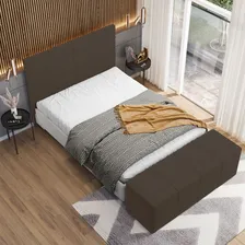 Cabeceira Cama Box Casal King 195 Cm Roma Suede Marrom Foto mini  2
