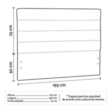 Cabeceira Cama Box Casal King 195cm Greta Suede Bege C/ 2 Criados Cor Bege Foto mini 3