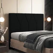 Cabeceira Cama Box Casal Queen 160cm Aura Suede Preto Foto mini  2