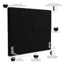 Cabeceira Cama Box Casal Queen 160cm Aura Suede Preto Foto mini  3