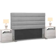 Cabeceira Cama Box Casal Queen 160cm Greta Linho Cinza C/ 2 Criados Foto mini 1