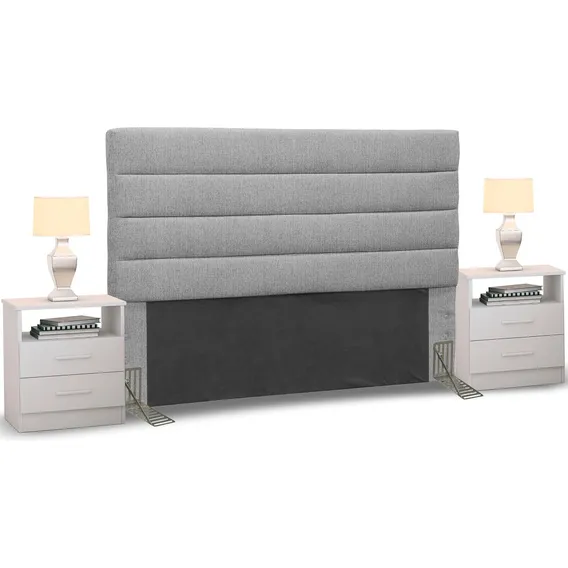 Cabeceira Cama Box Casal Queen 160cm Greta Linho Cinza C/ 2 Criados Foto 1