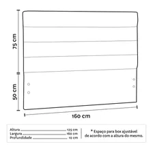 Cabeceira Cama Box Casal Queen 160cm Greta Linho Cinza C/ 2 Criados Foto mini 3