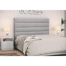Cabeceira Cama Box Casal Queen 160cm Greta Linho Cinza C/ 2 Criados Foto mini 2