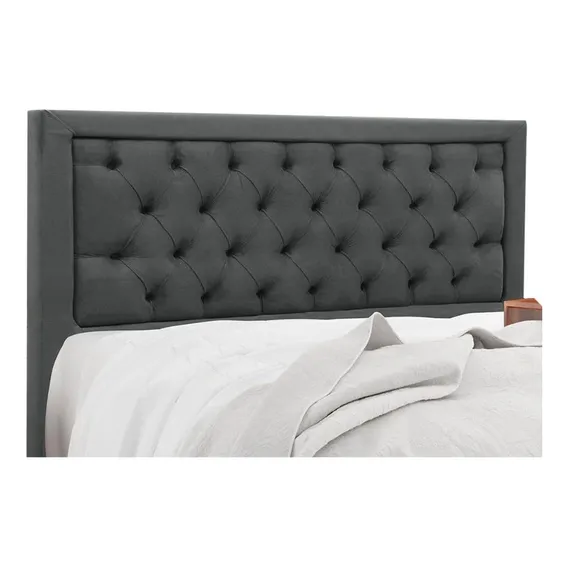 Cabeceira Cama Box Estofada Casal Casal Baronesa Suede Cinza Foto 1