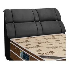 Cabeceira Cama Box Estofada Casal Casal Imperador Suede Cinz Foto  mini 1