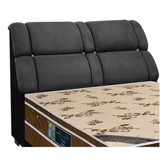 Cabeceira Cama Box Estofada Casal Casal Imperador Suede Cinz Foto 1