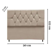 Cabeceira Cama Box Estofada Solteiro 90cm Geovana Suede Bege Foto mini 3