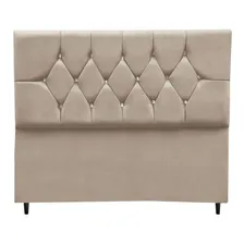 Cabeceira Cama Box Estofada Solteiro 90cm Geovana Suede Bege Foto mini 1