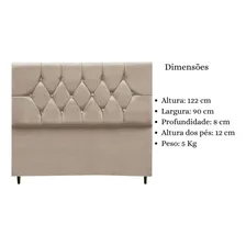 Cabeceira Cama Box Estofada Solteiro 90cm Geovana Suede Bege Foto mini 4