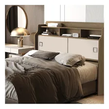 Cabeceira Casal 2 Portas 100% Mdf Jéssica Castanho/off White Foto  mini 1