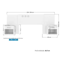 Cabeceira Casal Havana Plus Com Criados Santos Andirá Cor Branco Foto mini 3