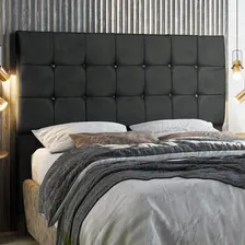 Cabeceira Dubai 140 Cm Casal Com Strass Preto Gg Foto mini 1
