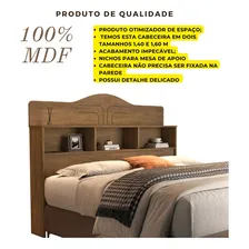 Cabeceira Em MDF Para Colchão Box de 1,40m de Casal Com Nichos Espaçosos Mesa Cabeceira Cor Castanho Fica Em pé Sozinha Foto mini 2