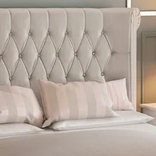 Cabeceira Estofada Cama Box Queen 1,60 Mirage Linho Cinza Foto mini 4