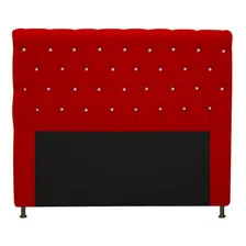 Cabeceira Estofada Cristal 160 Cm Queen Strass Sued Vermelho Foto  mini 1