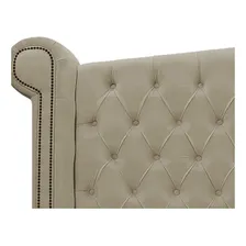Cabeceira Estofada Veneza 160 Cm Queen Size Linho Bege Foto mini 3