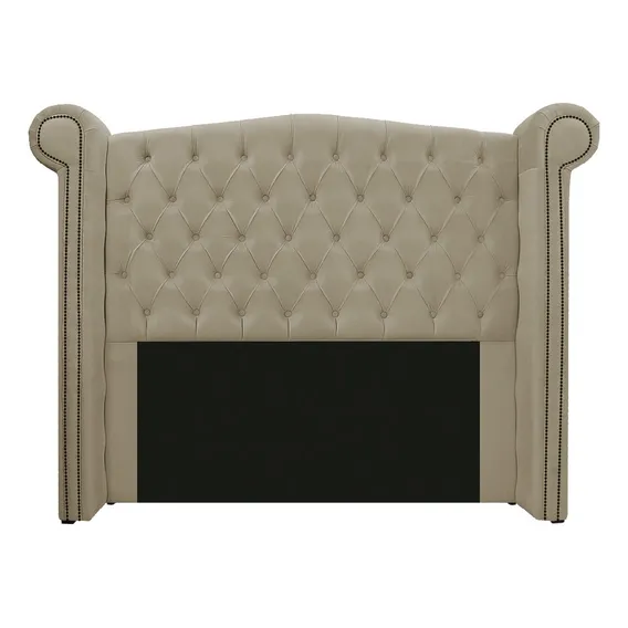 Cabeceira Estofada Veneza 160 Cm Queen Size Linho Bege Foto 1
