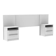 Cabeceira Extensível Madesa Com 2 Mesas Laterais Cor Branco Foto  mini 1