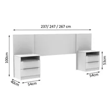 Cabeceira Extensível Madesa Com 2 Mesas Laterais Cor Branco Foto mini  3
