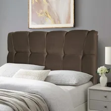 Cabeceira Luna Cama Box Casal 140cm Suede Velut Marrom Foto  mini 1