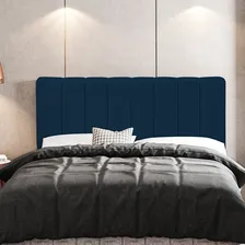 Cabeceira Painel Casal 160 Cm Dubai Suede Azul Marinho Cor Azul-marinho Foto mini 3