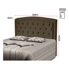 Cabeceira Quarto Milao Estofado Queen 160 Cm Cor Paiva Marrom Escuro Foto mini 3
