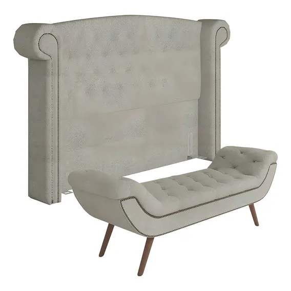 Cabeceira Queen 160cm Provença Recamier Veneto Bouclé Cru Cor Creme Foto 1