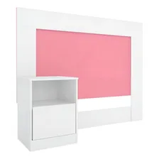 Cabeceira Solteiro 1 Mesa Cabeceira London D02 Branco/rosa Cor Branco Foto mini 1