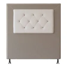 Cabeceira Solteiro 90 Havana Suede Bege E Corino Branco Foto  mini 1