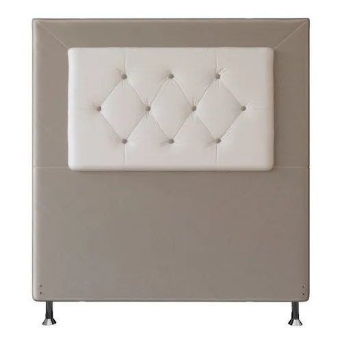Cabeceira Solteiro 90 Havana Suede Bege E Corino Branco Foto 1