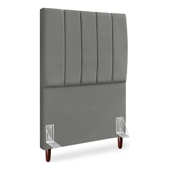 Cabeceira Solteiro 90cm Arlla Suede Cinza Rm Foto 1