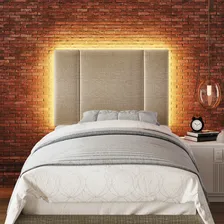 Cabeceiras Solteiro Led Estofadas Conforto Estilo Moderno Cor Linho Bege Foto mini 4
