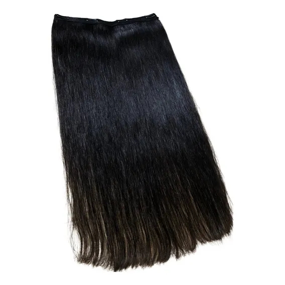 Cabelo 100% Humano Liso/Ondulado Em Tela Castanho 60/65cm 50g Foto 1